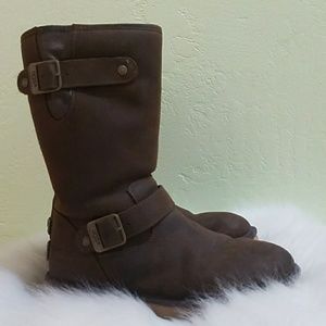 Kensington toast, brown, leather UGG boots